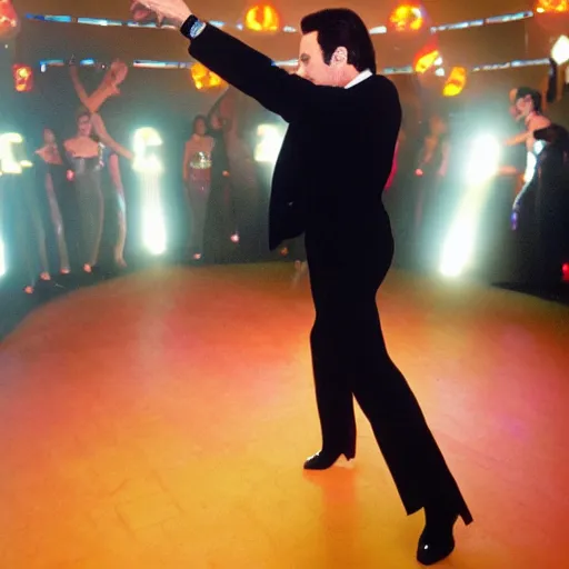 Image similar to John Travolta dancing in a Discothek 2022,8k