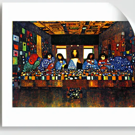 Image similar to The Last Supper by Gustav Klimt,