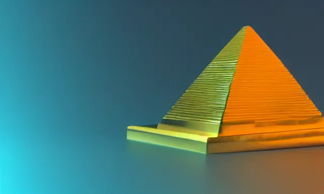 Prompt: gold statue, pyramid, neon lighting, tumblr, 3 d render, 8 k, octane render, cycles render, unreal engine