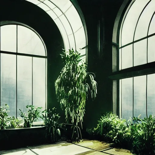 Prompt: 70s interior with arched windows, natural sunlight, summer, hanging plants, cinematic, cyberpunk, lofi, calming, dramatic, fantasy, by zdzisław beksiński, Fantasy LUT, high contrast, epic composition, sci-fi, dreamlike, surreal, angelic, cinematic, 8k, unreal engine, hyper realistic, fantasy concept art,