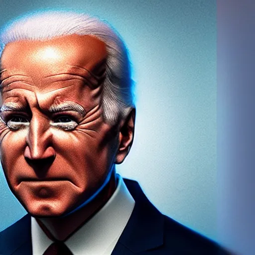 Image similar to “Supervillain Joe Biden, UHD, hyperrealistic render, 4k, cyberpunk”