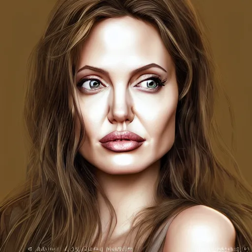 Image similar to portait 2 5 years old angelina jolie centred, very long hair, hd, hyperdetailed illustration by irakli nadar, intricate linework, bright colors, octopath traveler, final fantasy, unreal engine 5 highly rendered, global illumination, radiant light
