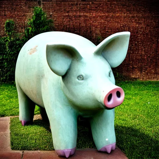 Prompt: photo of a pig statue 4 k, ultra hd