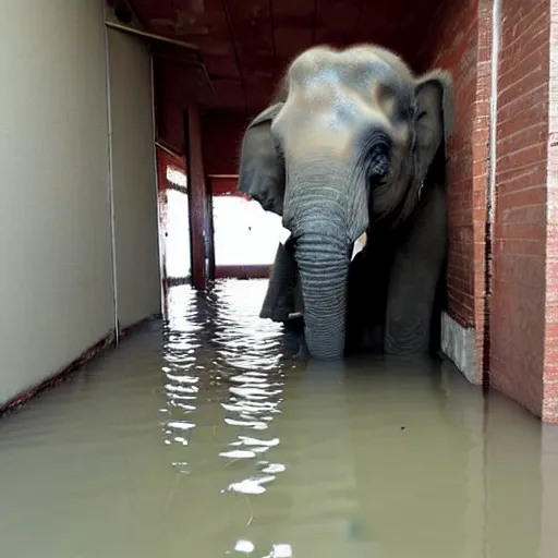 Image similar to a creepy elephant at the end of a flooded basement hallway. craiglist photo.