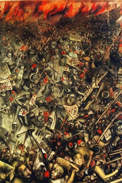 Image similar to highly detailed painting of a riot, otto dix