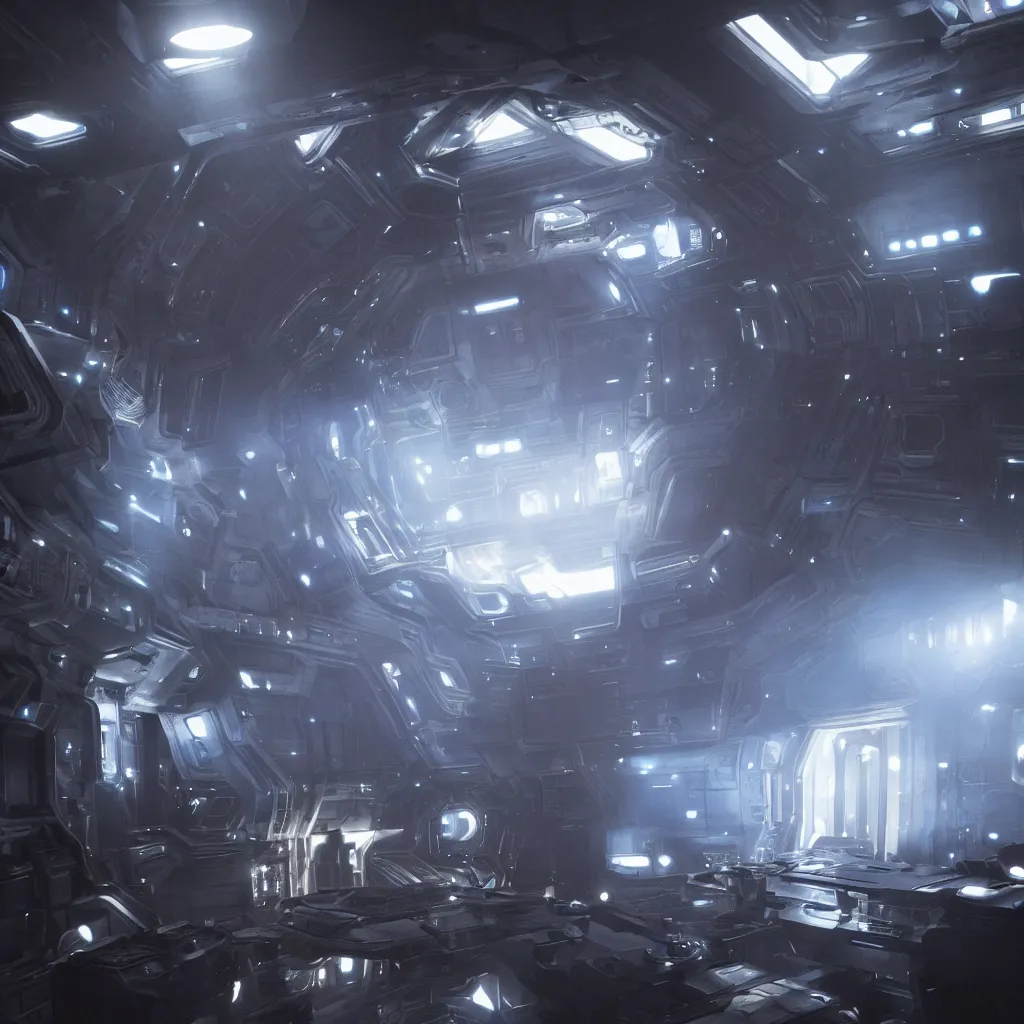 Image similar to the expanse tv show spaceship interiors realistic dramatic lighting stills 4 k