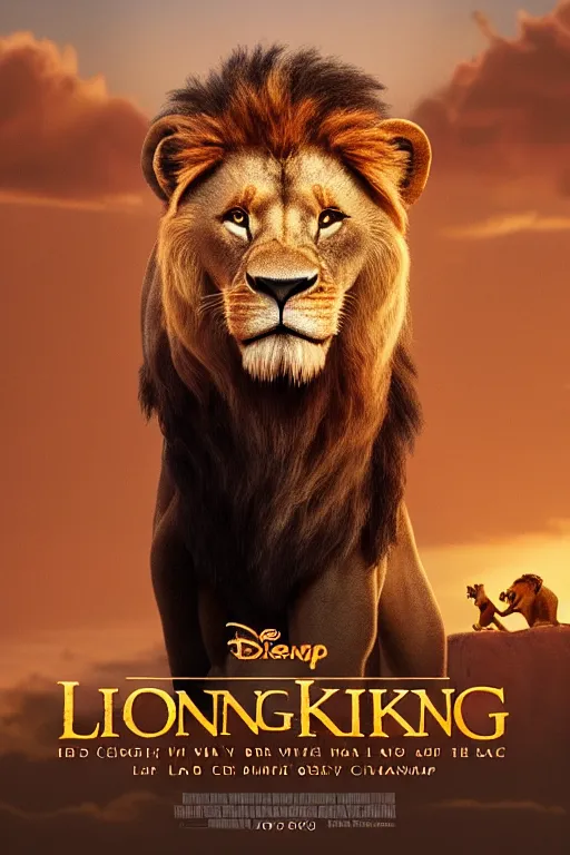 Image similar to lion king movie poster, cgi, cinema, realistic