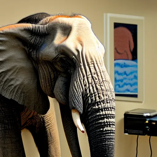 Image similar to an elephant plays dwight on the office tv show