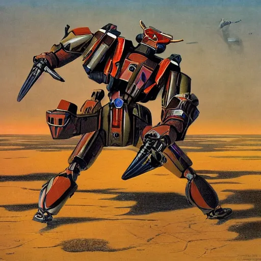 Image similar to platypus combat mecha eith razor talons in the style of vasily vereshchagin and evangelion