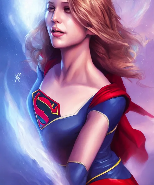 Prompt: supergirl by charlie bowater and titian and artgerm, full - body portrait, intricate, face, elegant, beautiful, highly detailed, dramatic lighting, sharp focus, trending on artstation, artstationhd, artstationhq, unreal engine, 4 k, 8 k