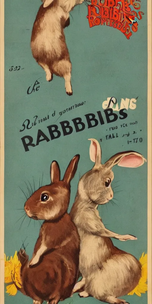 Prompt: a 1 9 2 0 s poster advertising rabbits