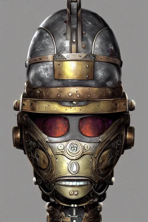 Image similar to steampunk helmet fantasy art mask robot ninja stylized digital illustration sharp focus, elegant intricate digital painting artstation concept art global illumination ray tracing advanced technology chaykin howard and campionpascale and cooke darwyn and davis jack