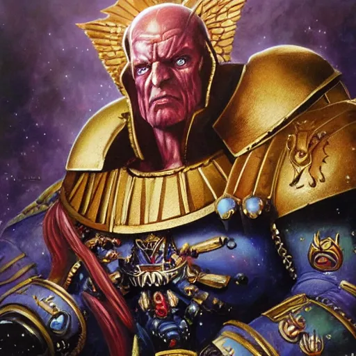 Prompt: portrait of emperor of mankind, warhammer 4 0 k