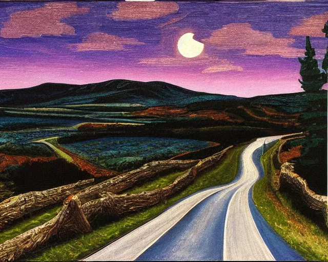 Image similar to the long and winding road at night by john christopher pratt,