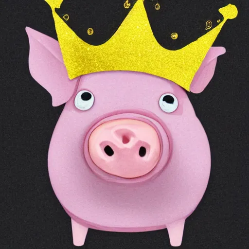 Image similar to pig wearing a gold crown depicted as a sock puppet 8k