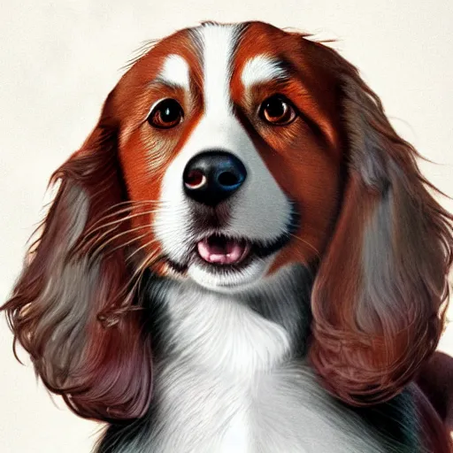 Image similar to kooikerhondje dog, 4k, photorealistic