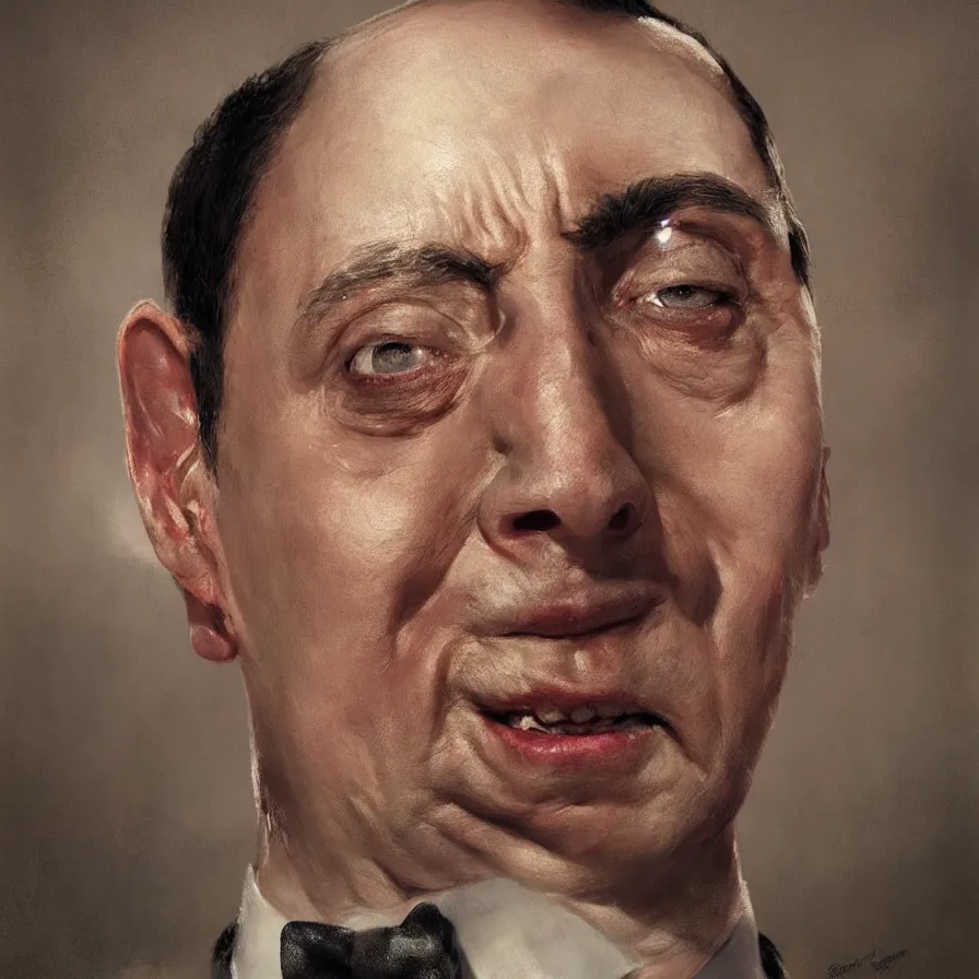 Image similar to close portrait of peewee herman, high detail, dramatic light, digital art, painted by greg rutkowski, painted by seb mckinnon, trending on artstation