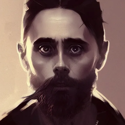 Image similar to “ portrait of jared leto by greg rutkowski, young, attractive, highly detailed portrait, scifi, digital painting, artstation, concept art, smooth, sharp foccus ilustration, artstation hq ”