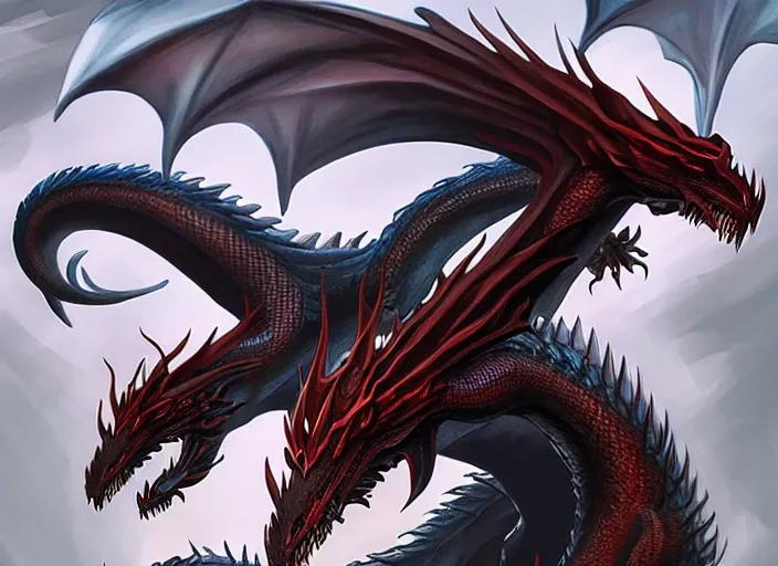 Prompt: hydra dragon with seven heads. concept art, fantasy art, artstation trending