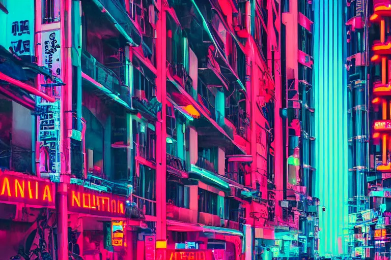 Image similar to neon tokyo street futuristic aesthetic, wallpaper, unsplash, colorful, style of aenami alena, neon blue color,