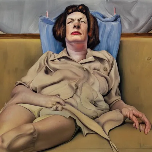 Image similar to high quality high detail painting by lucian freud, hd, portrait of violet tarantino