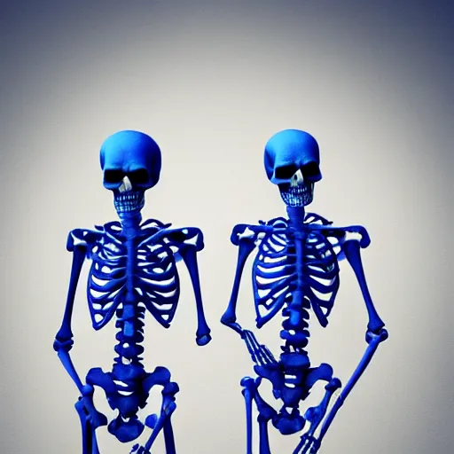 Image similar to a beautiful skeleton couple made out of blue and grey smoke, hyper realistic, 4k, trending on artstation,