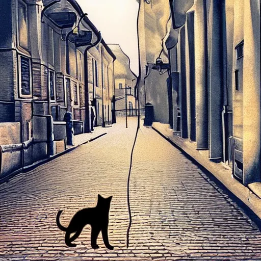 Prompt: orthodox cat walks through the streets of moscow in the style of digital art, realism