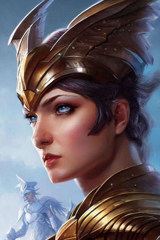 Image similar to amazon valkyrie athena, d & d, fantasy, portrait, highly detailed, headshot, digital painting, trending on artstation, concept art, sharp focus, illustration, art by artgerm and greg rutkowski and magali villeneuve