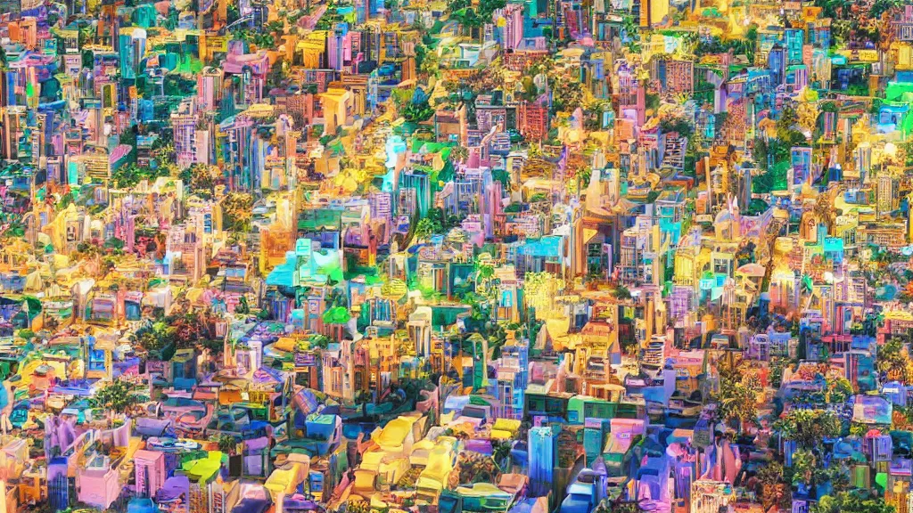 Image similar to golden city in a vaporwave jungle, 4k, ultra realistic, colorful, award winning photograph