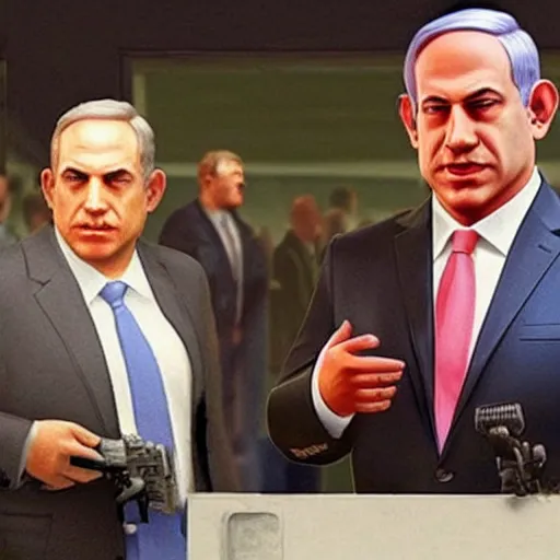 Image similar to benjamin netanyahu on a GTA v cover