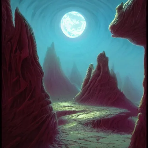 Image similar to alien landscape in the style of michael whelan and greg rutkowski