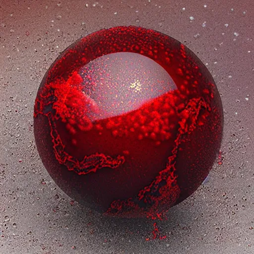 Prompt: realistic highly detailed elegant red volcanic sphere slime in a active volcano