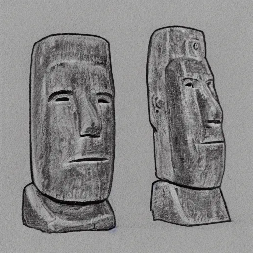 Image similar to a moai line sketch