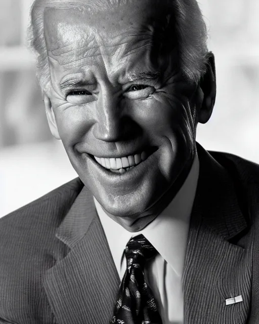 Image similar to a black and white photograph of joe biden, in the style of dorthy lang, realistic, vintage, antiqued look, grainy film