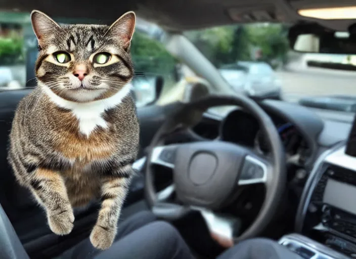 Image similar to a cat as an uber driver