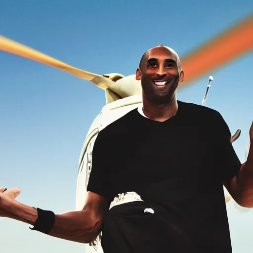 Prompt: selfie of kobe bryant holding a giant cigarette in a helicopter filled with smoke, 8k resolution, hyper detailed