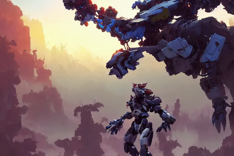 Image similar to scrapper machine mecha animal beast robot of horizon forbidden west horizon zero dawn bioluminiscence, behance hd by jesper ejsing, by rhads, makoto shinkai and lois van baarle, ilya kuvshinov, rossdraws global illumination