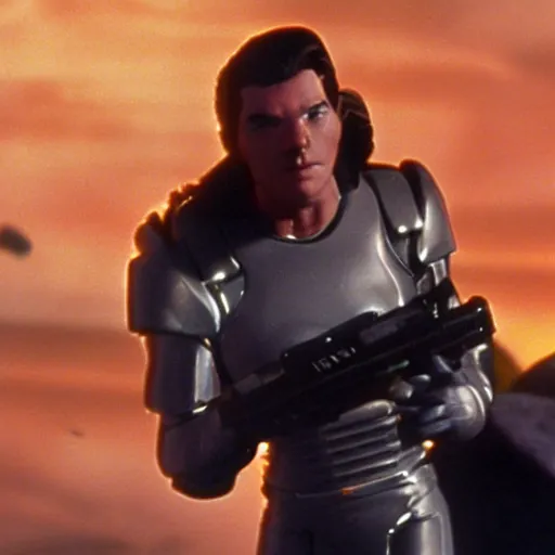 Prompt: film still of the 1 9 9 5 action science fiction movie'mr majestic : the final frontier '. climatic scene. 5 0 mm