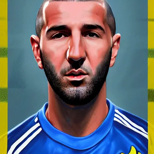 Prompt: A realistic hyperdetailed wide-shot digital oil portrait painting of an benzema in the style of quentin tarantino