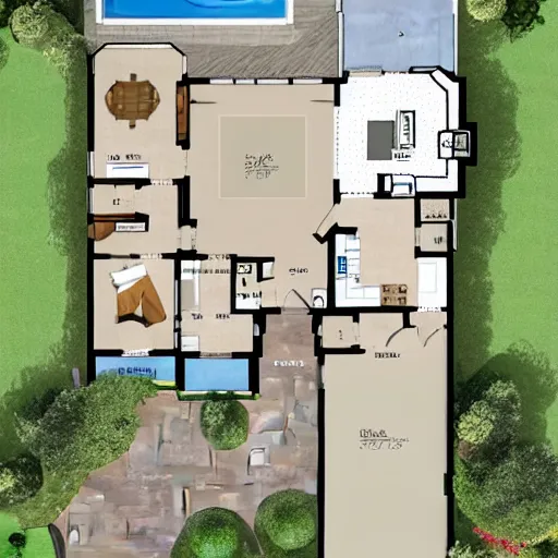 Image similar to A floor plan layout picture of a modern contemporary home