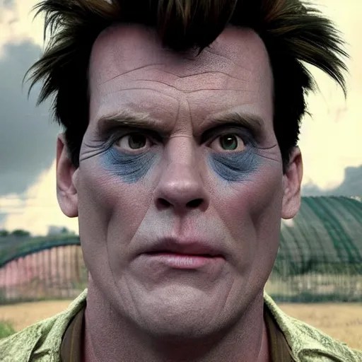 Prompt: hyperrealistic film still of ace ventura as the lawnmower man, stunning 3 d render, inspired by istvan sandorfi & greg rutkowski & unreal engine, perfect symmetry, dim volumetric cinematic lighting, 8 k octane comprehensive render, extremely hyper - detailed, incredibly lifelike attributes, intricate, real flesh texture, masterpiece, artstation, stunning,