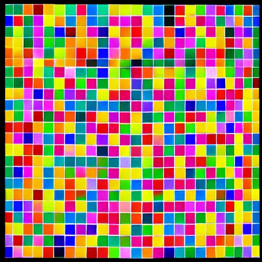 Image similar to an abstract picture a 64 coloured squares arranged in a 8x8 grid, ellsworth kelly, artstation