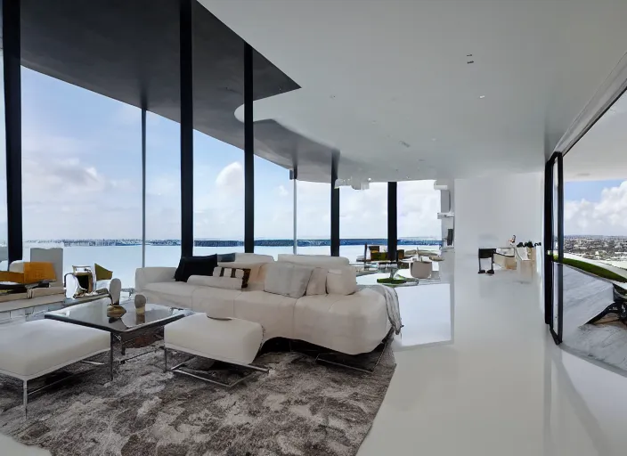 Image similar to 8 k photograph of stunning 2 0 2 2 miami modern living room, award winning design, designed by michael wolk + beatriz pascuali