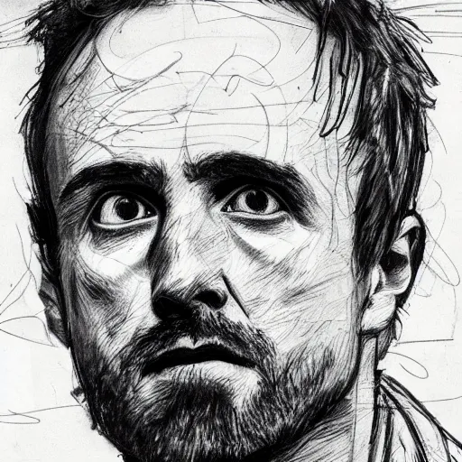 Image similar to a realistic yet scraggly portrait sketch of the side profile of a stern and sophisticated jesse pinkman, trending on artstation, intricate details, in the style of frank auerbach, in the style of sergio aragones, in the style of martin ansin, in the style of david aja, in the style of mattias adolfsson