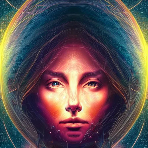 Image similar to beautiful portrait of intelligence, spatial space deformation in latent space, math art, astral plane, by artgerm and dan mumford and gustave dore, artstation