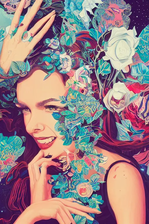 Image similar to a lady smiling cute, Tristan Eaton, victo ngai, artgerm, RHADS, ross draws