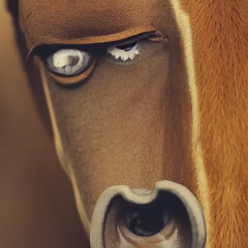 Prompt: close up photograph of very high on weed humanoid horse, stoner eyes, the humanoid horse smoked weed, weed background, smoking a blunt, 8 k resolution