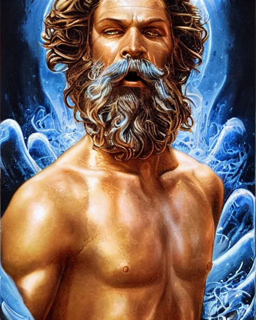 Image similar to poseidon, airbrush, drew struzan illustration art, key art, movie poster