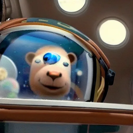 Image similar to an adorable capybara astronaut by pixar