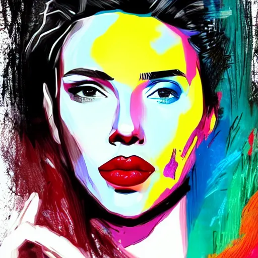 Prompt: colorful sketch, ultra detailed, fashion, magic, beautiful woman, appearance of gal gadot kiss scarlett johansson, surreal, in style of jean - michel basquiat, trending on artstation
